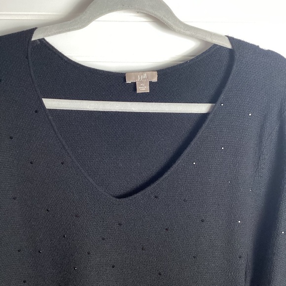 J Jill Black 3/4 Sleeves V-Neck Top Wool& Viscose Blend Size XL - Picture 8 of 10